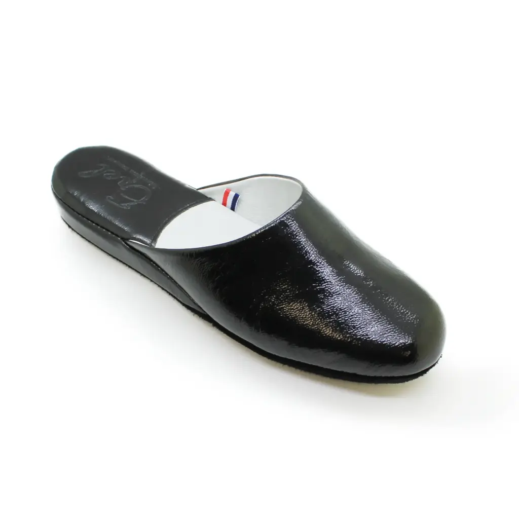 AMELIE Mule cuir vernis fripé